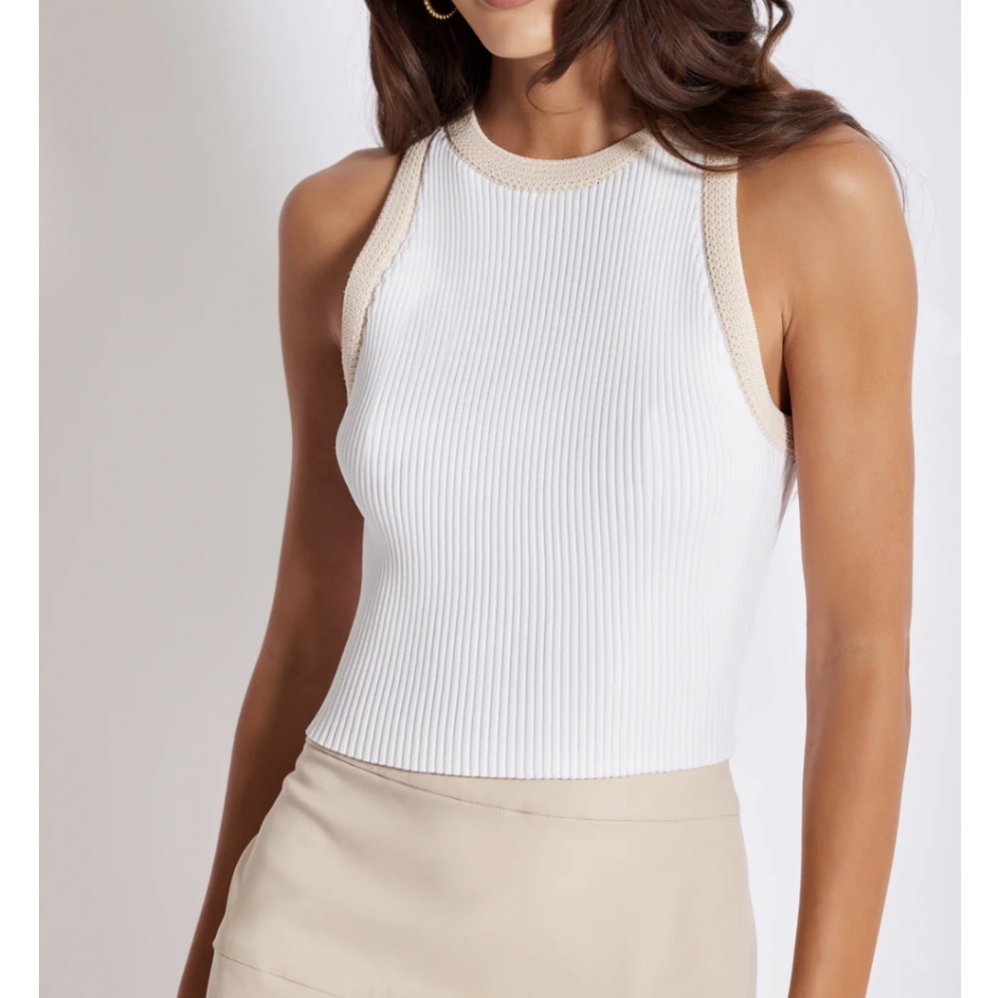 NWT Bishop + Young Candace Sweater Tank Cream/Ivory/Neutral Ribbed XS-S-M-L